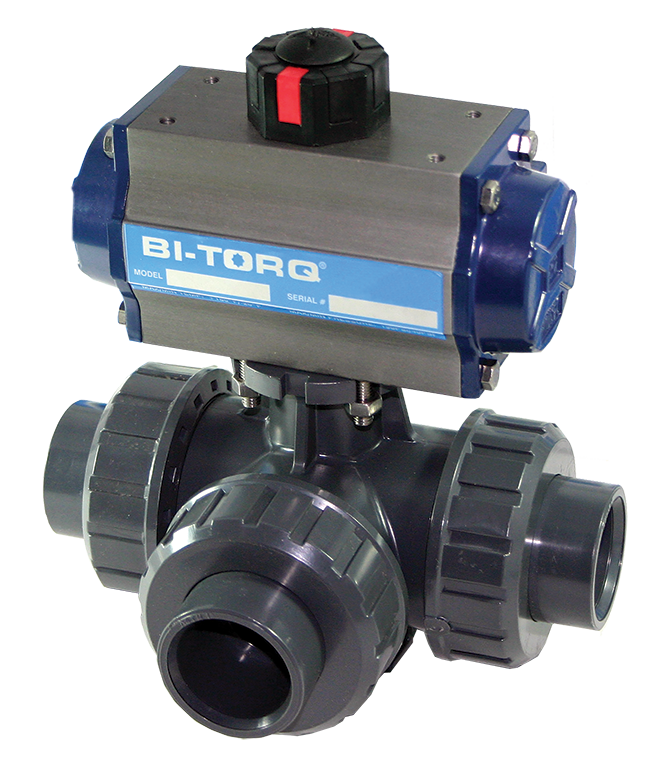 IC-3W (3-Way PVC) Pneumatic Actuator Ball Valves