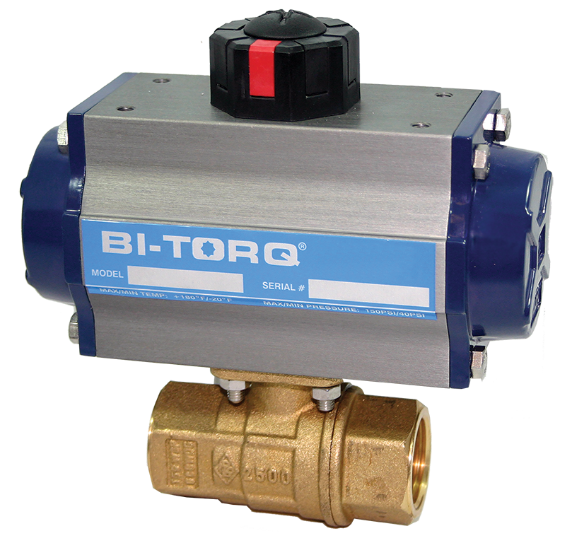 IP-2P (2 Piece Brass) Pneumatic Actuator Ball Valves