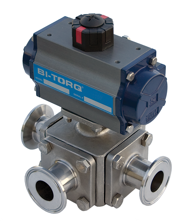 IS-3WTC (3-Way Sanitary ) Pneumatic Actuator Ball Valves